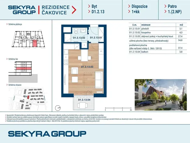 Prodej bytu 1+kk, Praha - Čakovice, Schoellerova, 35 m2