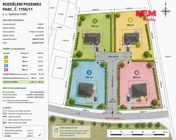 Prodej pozemku pro bydlení, Spálené Poříčí - Lipnice, 3487 m2