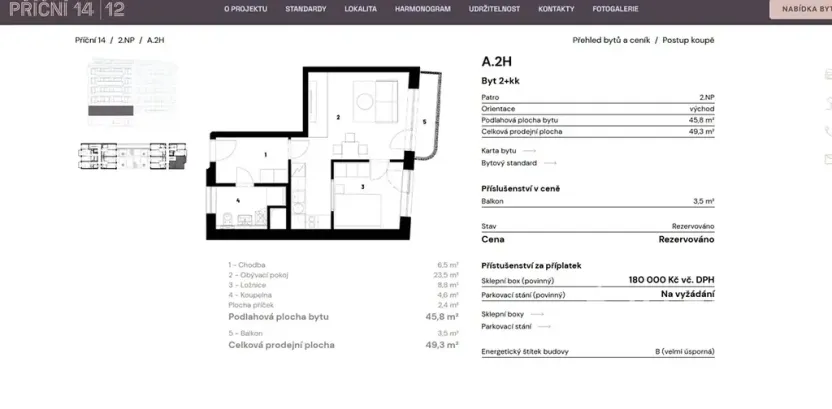 Pronájem bytu 2+kk, Brno, Příční, 46 m2