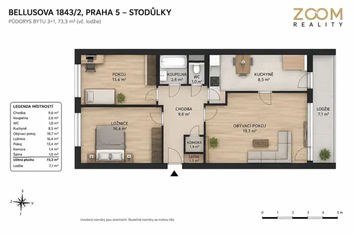Prodej bytu 3+1, Praha - Stodůlky, Bellušova, 73 m2