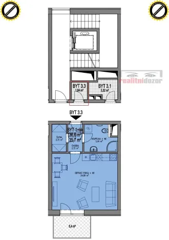 Pronájem bytu 1+kk, Brno, Sentická, 44 m2