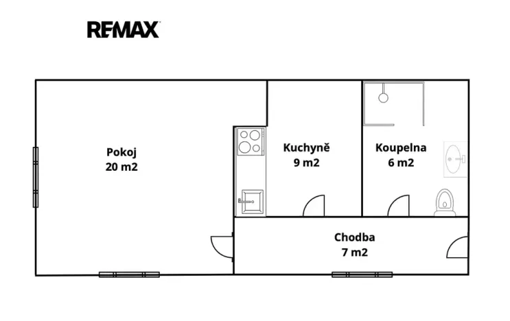 Pronájem bytu 1+1, Ořech, V Chaloupkách, 42 m2