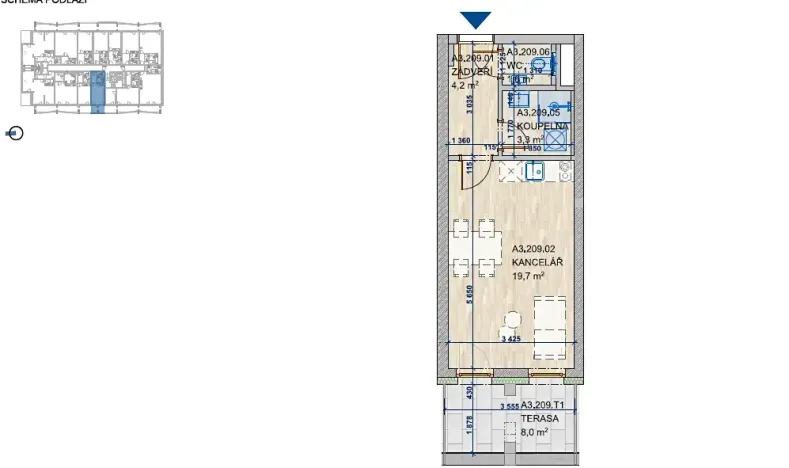 Pronájem bytu 1+kk, Brno, Komárovská, 29 m2
