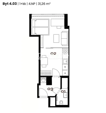 Prodej bytu 1+kk, Praha - Holešovice, Vinařská, 31 m2