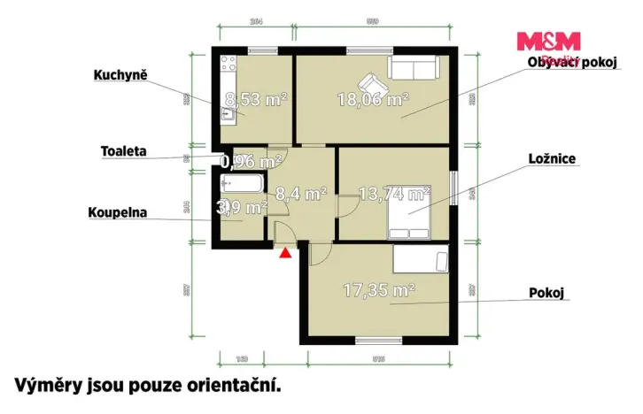 Prodej bytu 3+1, Spálené Poříčí - Těnovice, 71 m2