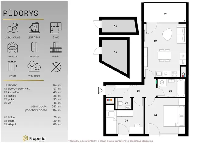 Prodej bytu 3+kk, Praha - Hlubočepy, Dostalové, 55 m2