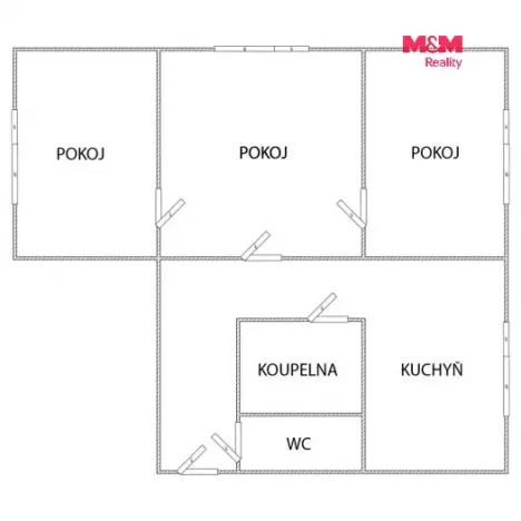 Pronájem bytu 3+1, Orlová - Lutyně, Kpt. Jaroše, 53 m2
