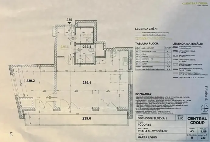 Pronájem bytu 2+kk, Praha - Vysočany, Gerstelova, 62 m2