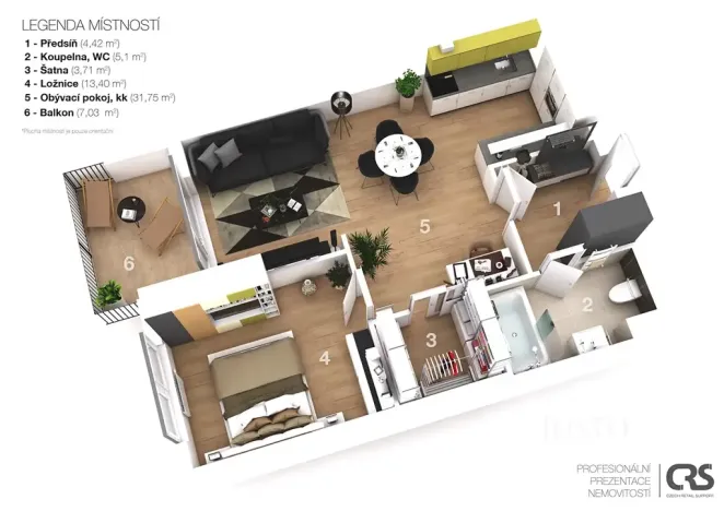 Pronájem bytu 2+kk, Brno, Řípská, 59 m2