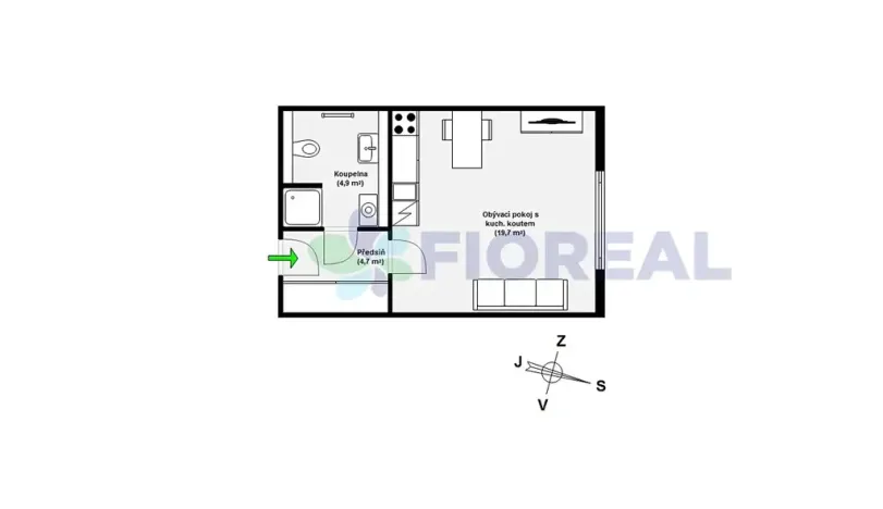 Pronájem bytu 1+kk, Praha - Motol, Plzeňská, 28 m2