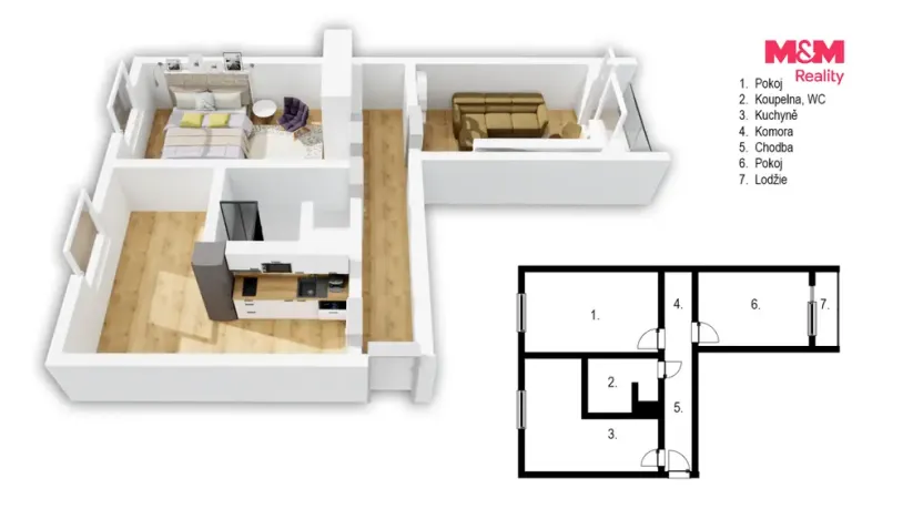 Prodej bytu 2+1, Lázně Bohdaneč, Na Lužci, 60 m2