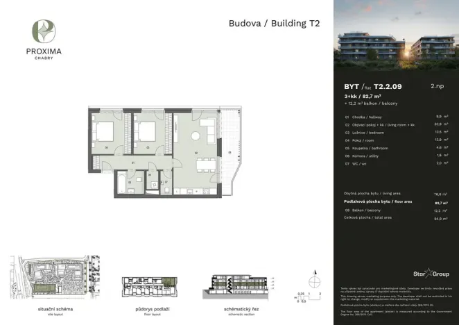 Prodej bytu 3+kk, Praha - Dolní Chabry, U Václava, 82 m2