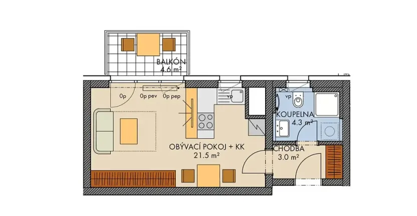 Prodej bytu 1+kk, Praha - Vysočany, Pod Harfou, 30 m2