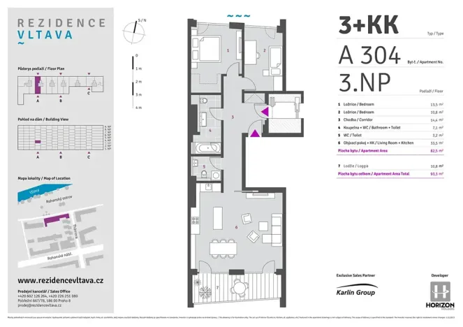 Pronájem bytu 3+kk, Praha - Karlín, Za Karlínským přístavem, 82 m2
