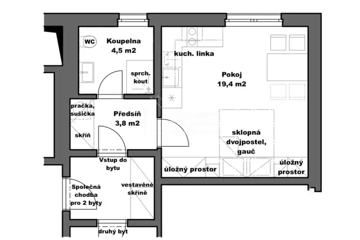 Pronájem bytu 1+kk, Praha - Střížkov, Střížkovská, 28 m2