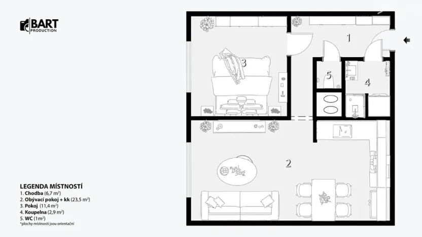 Prodej bytu 2+kk, Brno, Koniklecová, 49 m2