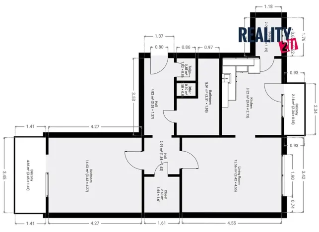 Pronájem bytu 2+1, Šlapanice, Brněnská, 58 m2