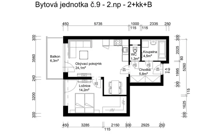 Prodej bytu 2+kk, Lanškroun, Vančurova, 50 m2
