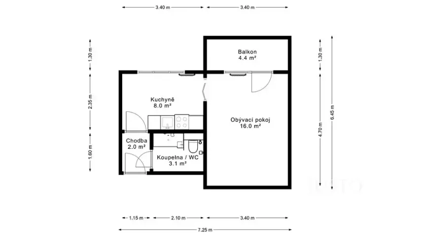 Prodej bytu 1+1, Bechyně, Písecká, 35 m2