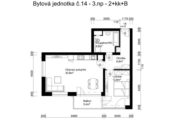 Prodej bytu 2+kk, Lanškroun, Vančurova, 59 m2
