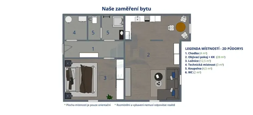 Pronájem bytu 2+kk, Havlíčkova Borová, Drahotín, 56 m2