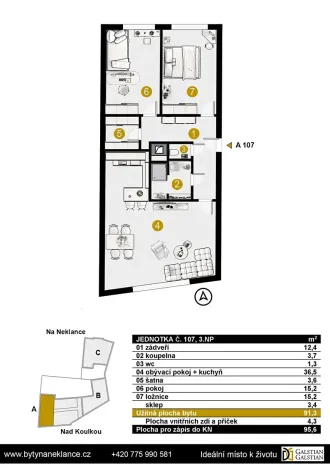 Prodej bytu 3+kk, Praha - Smíchov, Nad Koulkou, 96 m2