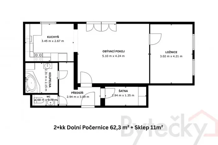 Prodej bytu 2+1, Praha - Dolní Počernice, Národních hrdinů, 62 m2