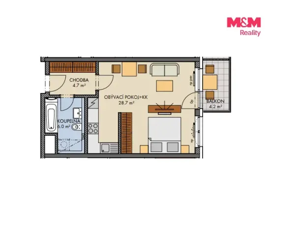 Prodej bytu 1+kk, Praha, Honzíkova, 41 m2