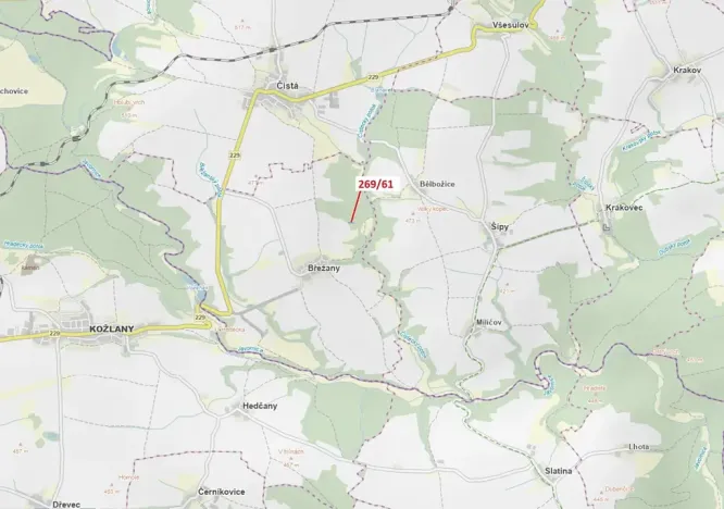 Dražba lesa, Břežany, 425 m2
