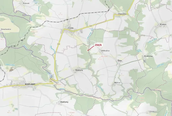 Dražba lesa, Břežany, 9 m2