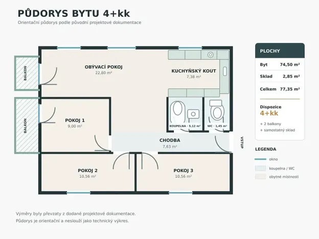 Prodej bytu 4+kk, Vejprnice, Línská, 74 m2