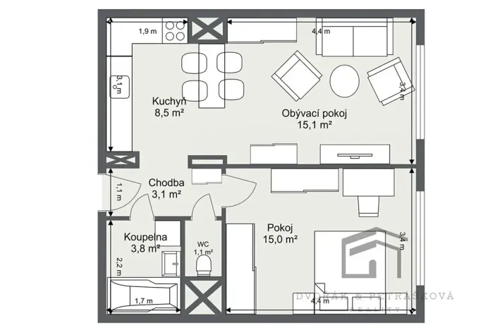 Prodej bytu 1+1, Praha - Háje, Bajkonurská, 52 m2