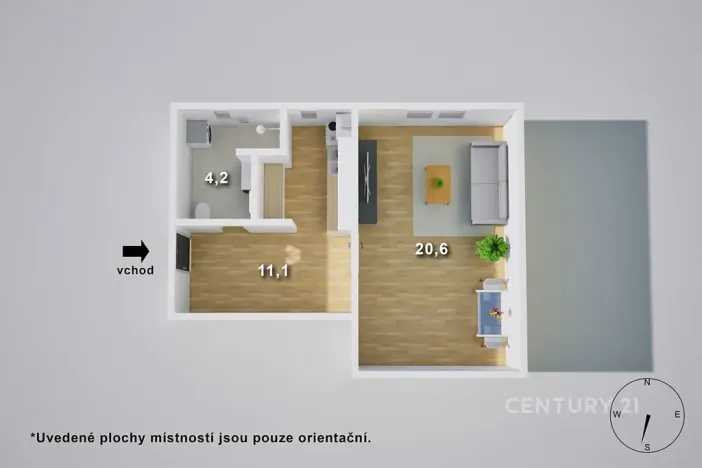 Pronájem bytu 1+1, Děčín, Růžová, 35 m2
