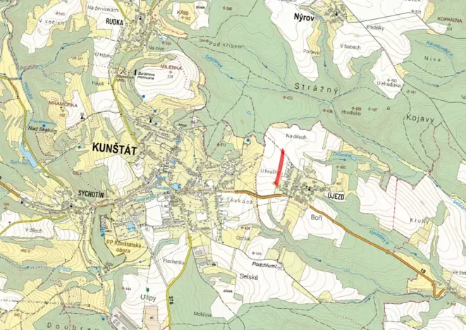 Prodej podílu pozemku pro bydlení, Kunštát, 3337 m2