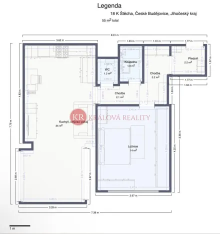 Prodej bytu 2+kk, České Budějovice, K. Štěcha, 48 m2
