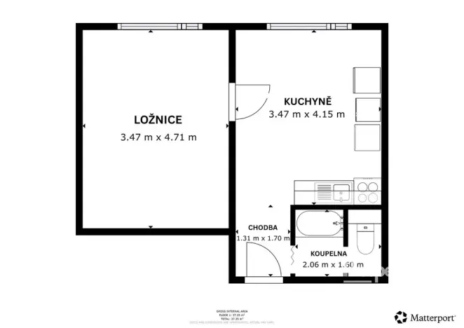 Prodej bytu 1+1, Bílina - Teplické Předměstí, Sídliště Za Chlumem, 35 m2