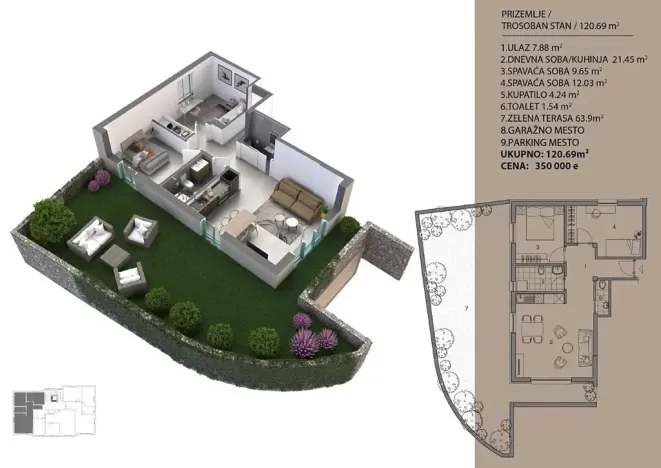Prodej bytu 3+kk, Dobrota, Černá Hora, 104 m2