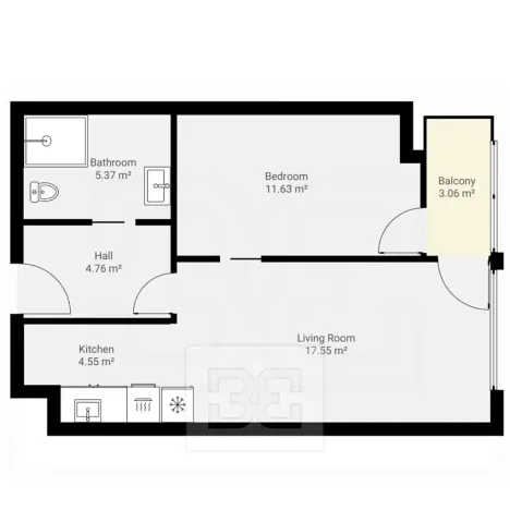 Pronájem bytu 2+kk, Praha - Košíře, Vrchlického, 43 m2