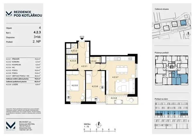 Prodej bytu 3+kk, Praha - Košíře, Leitzova, 80 m2
