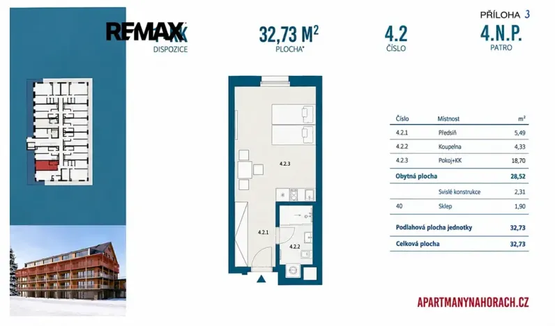 Prodej bytu 1+kk, Janské Lázně, Modrokamenná, 32 m2