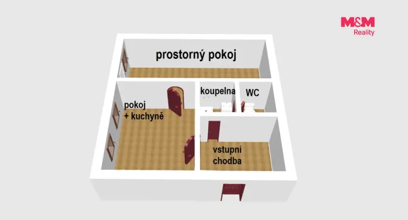 Pronájem bytu 2+kk, Opočno, Kupkovo nám., 57 m2