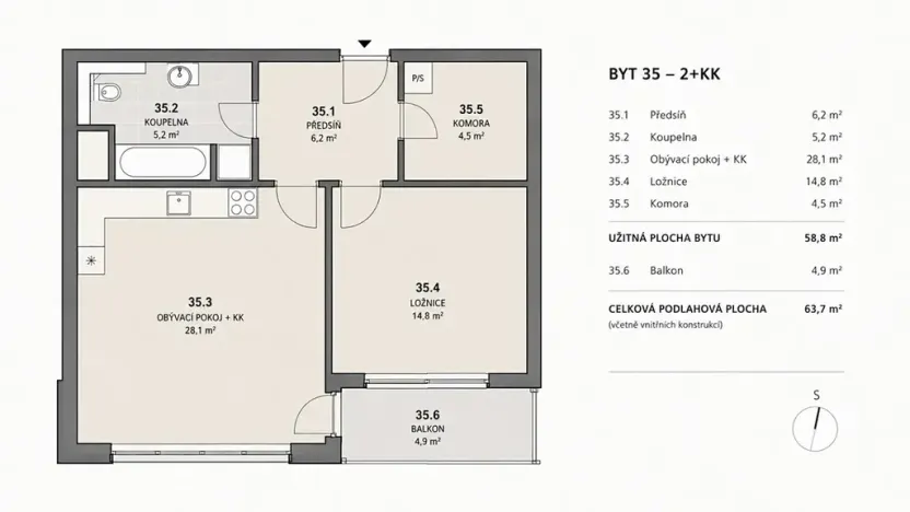 Prodej bytu 2+kk, Praha - Holešovice, V háji, 59 m2