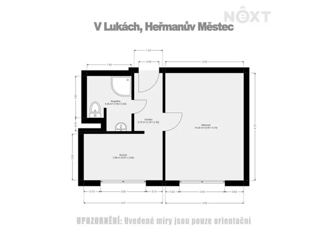 Pronájem bytu 1+1, Heřmanův Městec, V Lukách, 34 m2