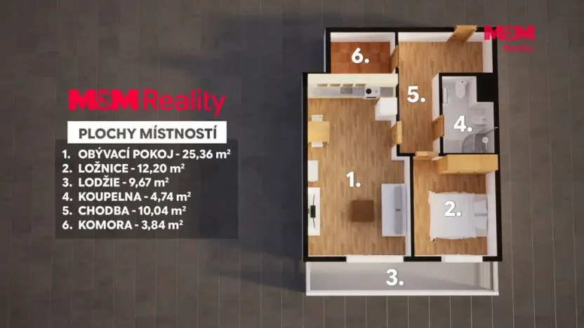 Prodej bytu 2+kk, Praha, Na břehu, 56 m2