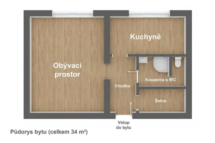 Pronájem bytu 1+1, Třemošnice, Lichnická, 34 m2