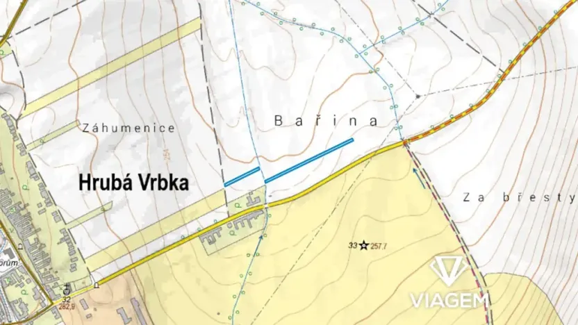 Prodej podílu pole, Hrubá Vrbka, 929 m2