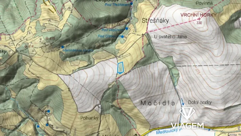 Prodej podílu pole, Stříbrnice, 1350 m2