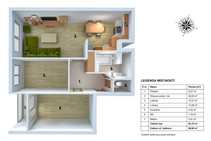 Pronájem bytu 3+kk, Praha - Petrovice, Rezlerova, 63 m2