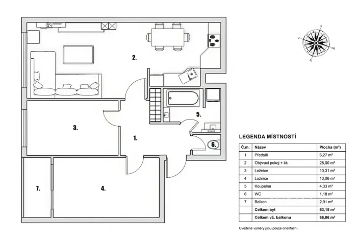 Pronájem bytu 3+kk, Praha - Petrovice, Rezlerova, 63 m2