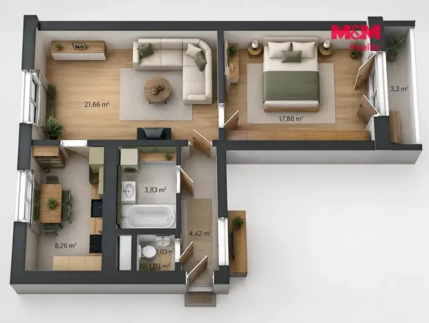 Pronájem bytu 2+1, Kolín - Kolín II, Na Magistrále, 54 m2